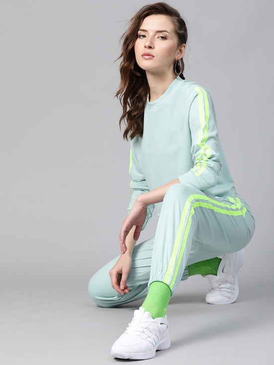 Sea Green Double Tape Boxy Crop Sweatshirt