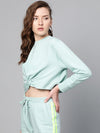 Sea Green Terry Twisted Crop Sweatshirt