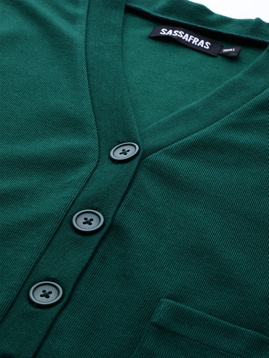 Green Front Button Cardigan