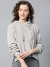 Grey Hooded Faux Fur Sweatshirt