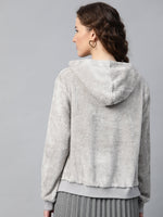 Grey Hooded Faux Fur Sweatshirt