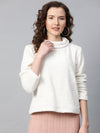 White High Neck Faux Fur Sweatshirt