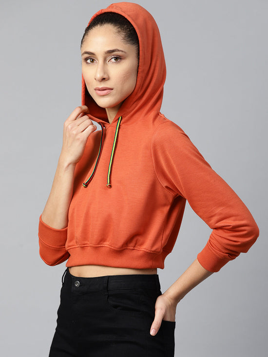 Rust Crop Hoodie Basic Sweatshirt