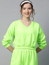 Neon Green V-Neck Crop Sweatshirt