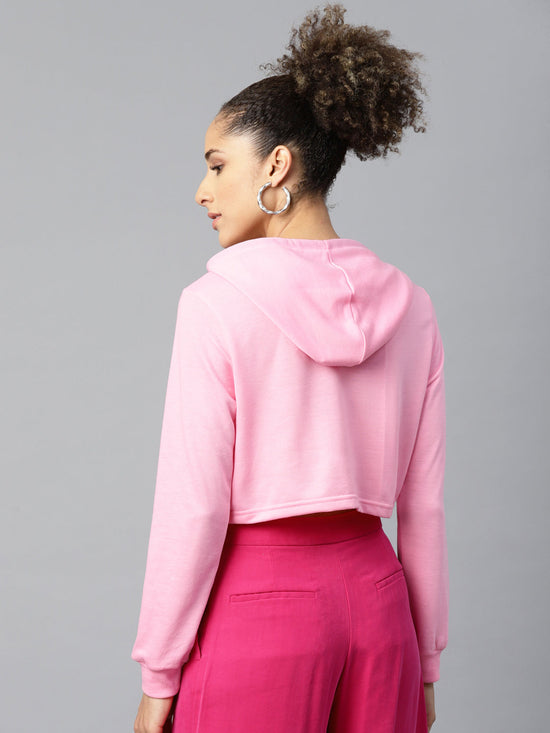 Pink Baby-Print Crop Boxy Hoodie