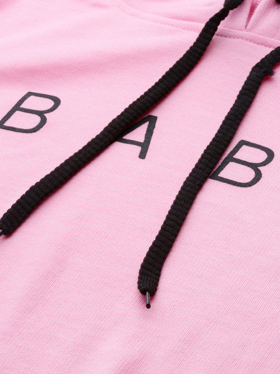 Pink Baby-Print Crop Boxy Hoodie