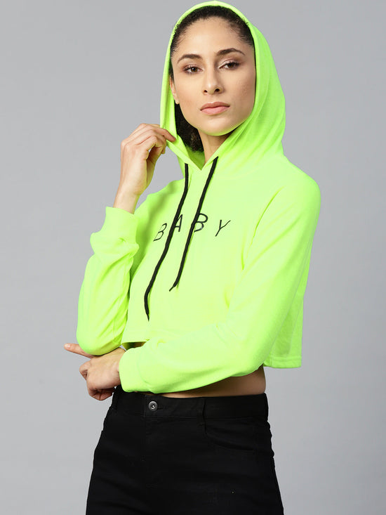 Neon Green Baby-Print Crop Boxy Hoodie