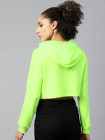 Neon Green Baby-Print Crop Boxy Hoodie