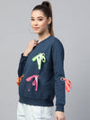 Teal Multicolor Ribbon Detail Sweatshirt