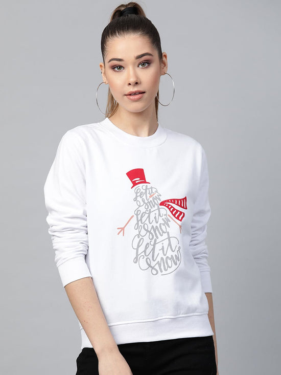 White Let It Snow Print Sweatshirt