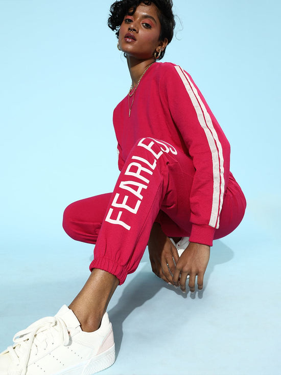 Fuchsia Double Tape Boxy Crop Sweatshirt