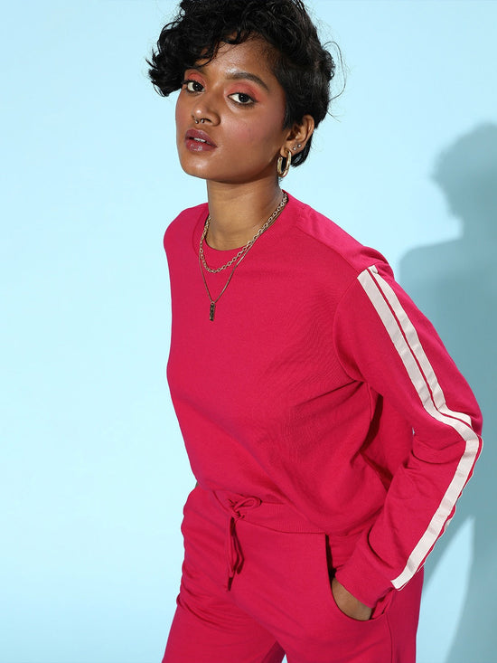 Fuchsia Double Tape Boxy Crop Sweatshirt