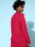 Fuchsia Double Tape Boxy Crop Sweatshirt