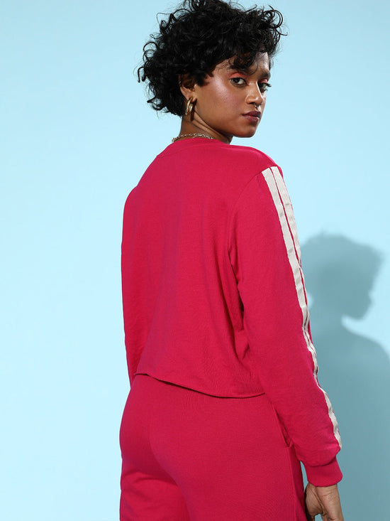 Fuchsia Double Tape Boxy Crop Sweatshirt