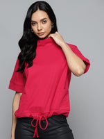 Fuchsia Terry Pull Hem Terry Boxy Sweatshirt