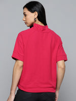 Fuchsia Terry Pull Hem Terry Boxy Sweatshirt