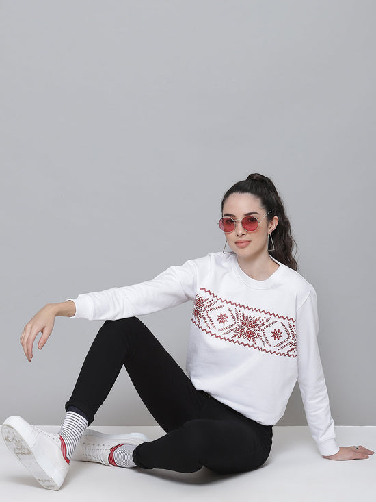 White Border Print Sweatshirt