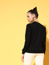 Women Black Terry BELIEVE Sweatshirt