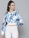 Navy & White Terry Cloud Wash Crop Sweatshirt