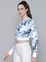 Navy & White Terry Cloud Wash Crop Sweatshirt