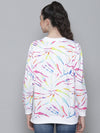 White Terry Multicolor Strokes Print Sweatshirt