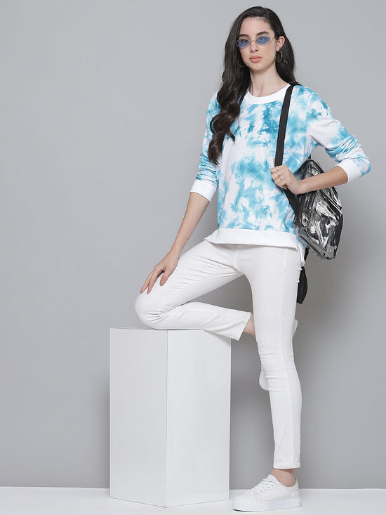 Turq & White Terry Cloud Wash Sweatshirt