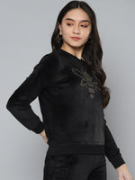 Black Velour Studded Dragonfly Sweatshirt
