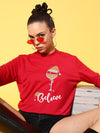 Women Red Terry BELIEVE Sweatshirt