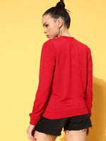 Women Red Terry BELIEVE Sweatshirt