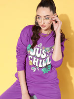 Women Purple Fleece JUST CHILL Sweatshirt
