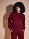 Women Maroon Premium Fleece Oversized Sweatshirt