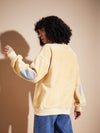 Women Fawn Elbow Patch Fur Round Neck Sweatshirt