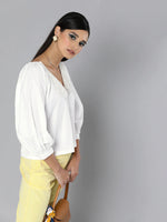 White Embroidered Collar Top