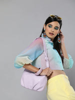 Rainbow Organza Shirt Style Crop Top