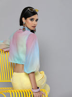 Rainbow Organza Shirt Style Crop Top