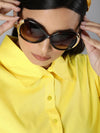 Yellow Loose Fit Shirt Style Top