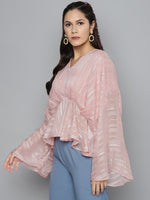 Pink Lurex Kimono Top