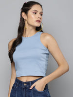 Blue Box Back Crop Top