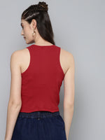 Red Box Back Crop Top