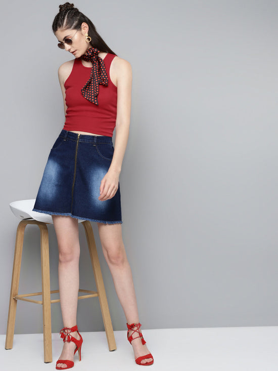 Red Box Back Crop Top