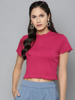 Fuchsia High Neck Regular Top