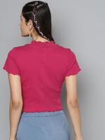 Fuchsia High Neck Regular Top