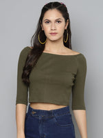 Olive Bardot Crop Top