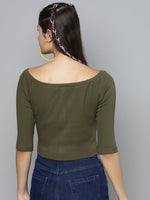 Olive Bardot Crop Top