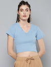 Blue V-Neck Crop Top