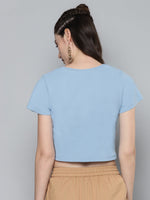 Blue V-Neck Crop Top