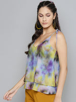 Yellow & Purple Tie-Dye Strappy Top