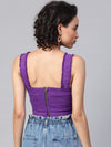 Purple Frayed Straps Bustier Crop Top