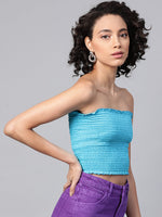 Blue Smocking Tube Top