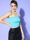 Women Blue Smocking Tube Top